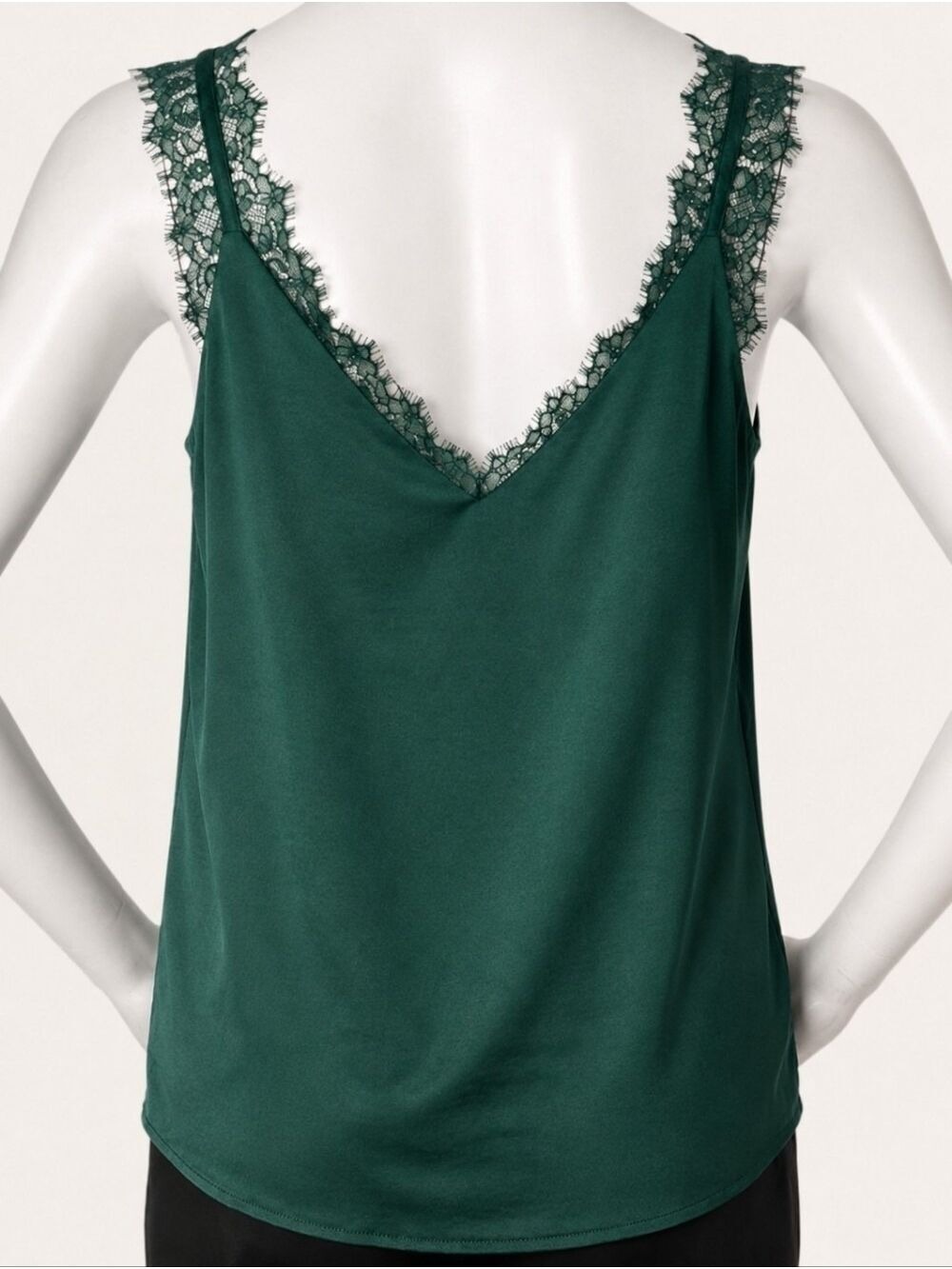 Emerald Satin Lace Cami Tank Small NWT By Skies Are Blue Quiet Luxury Chic - Picture 4 of 10